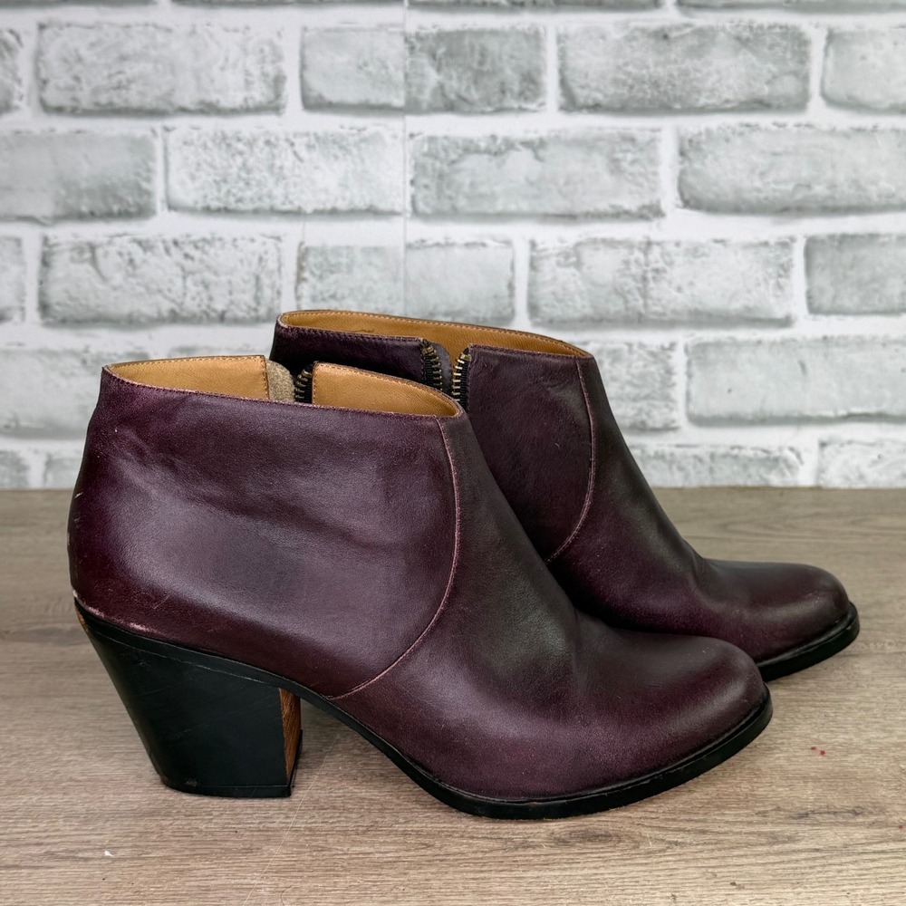Fortress of Inca Plum Leather Ankle Boots 10